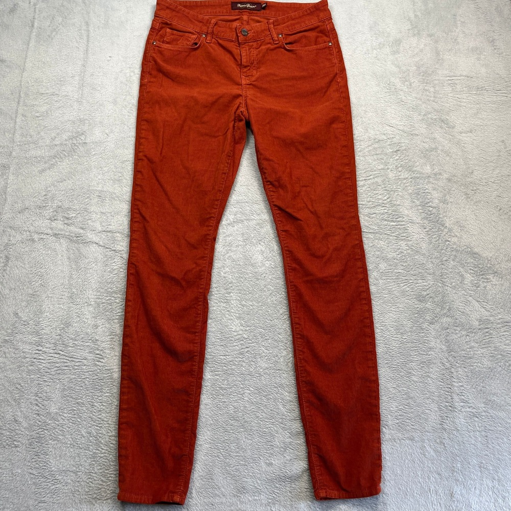 Raven Denim Remy Pants Womens Orange Henna Cord Corduroy Skinny USA 28